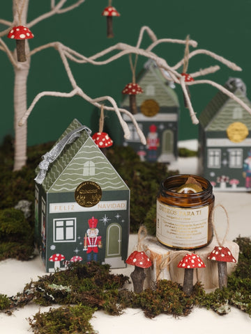 • Casita Aldea Vela Navidad Con Charms Honguitos