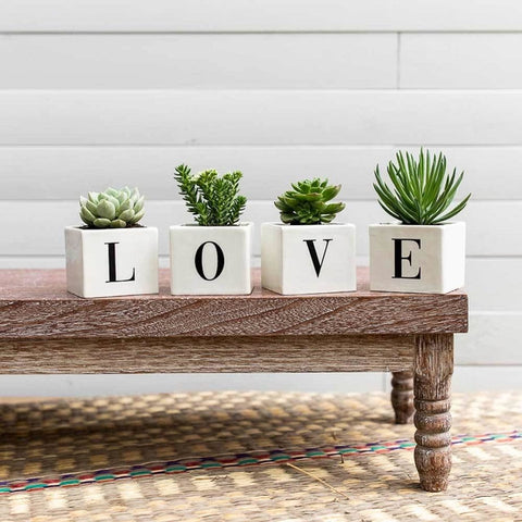 Set of 4 Ceramic Monogram Planters