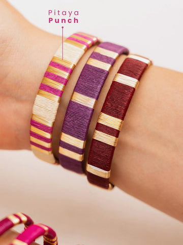 Handwoven Colombian Bracelet | Indigenous Artisan Jewelry | Gold Wire & Natural Fiber Bangle | Boho Chic Cuff | Ethical Gift for Her
