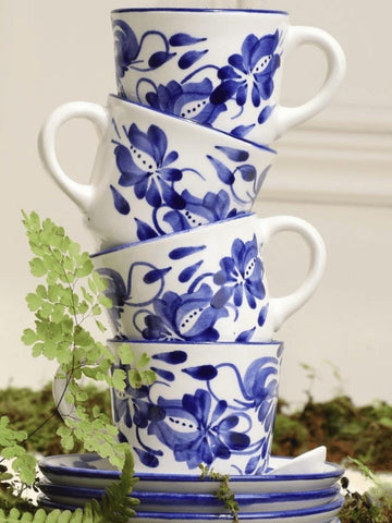 Handmade Ceramic Coffee Set. 8 Pieces | Includes 4 Cups, 4 Saucers