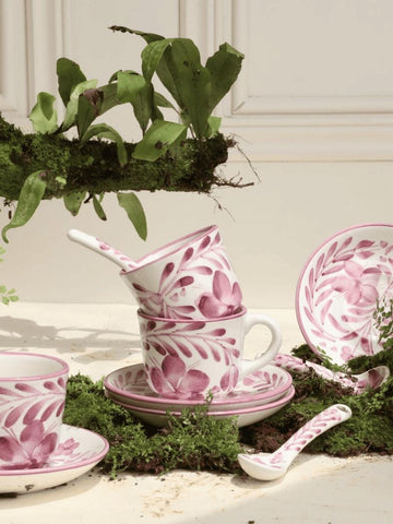 Handmade Ceramic Coffee Set. 12 Pieces | Includes 4 Cups, 4 Saucers, 4 Spoons