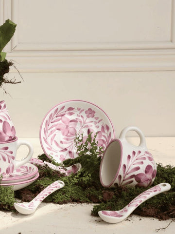 Handmade Ceramic Coffee Set. 12 Pieces | Includes 4 Cups, 4 Saucers, 4 Spoons