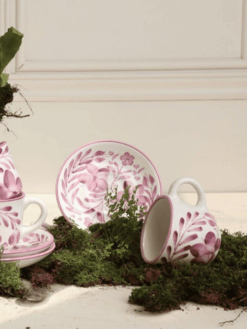 Handmade Ceramic Coffee Set. 8 Pieces | Includes 4 Cups, 4 Saucers
