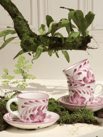 Handmade Ceramic Coffee Set. 8 Pieces | Includes 4 Cups, 4 Saucers
