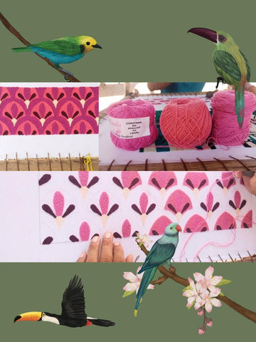 Punch Needle Bird Fiber Art | Wayuu Textile Wall Decor | Framed Colombian Art | Copetona Bird Wall Hanging | Gift for Bird Lover