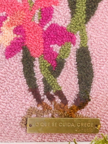 Punch Needle Orchid Fiber Art | Wayuu Textile Wall Decor | Framed Botanical Art | Cattleya Flower Wall Hanging | Gift for Plant Lover