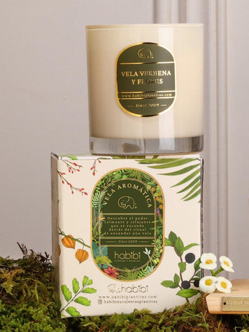 Verbena & Flower Scented Candle | Uplifting Energy Intention Candle | Natural Palm Wax Luxury Ritual Gift | Self Care Wellness Candle